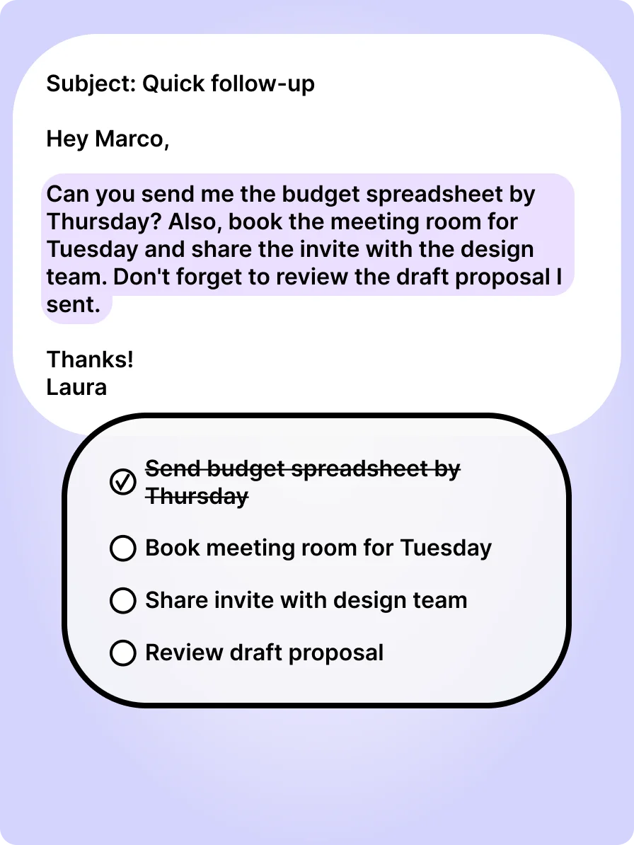 WordWand extracting a to-do list from text on Mac